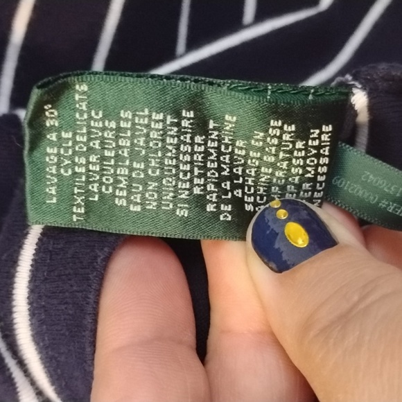 Lauren Ralph Lauren Navy and White Striped Long Sleeve Shirt 100% Cotton XL - Picture 11 of 13